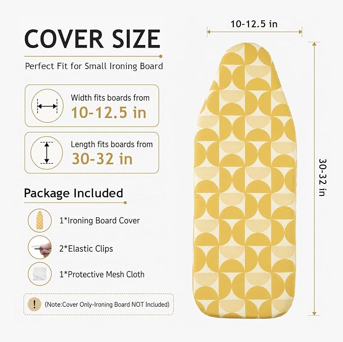 SheeChung Small Ironing Board Cover and Pad 12.5"x32", Heat Resistance Cover - Image 2