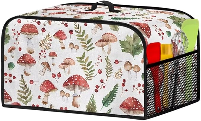 Mushroom Appliance Dust Cover Crock Pot 6-8 Quart Slow Cooker Cover Dust Cover with Carrying Handle and Pocket Portable Decorations Kitchen Utensils for Living Room