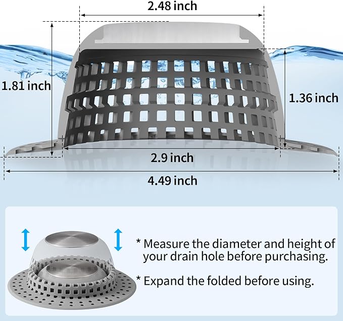 Aluvor Shower Drain Hair Catcher Bathtub Drain Cover Sink Drain Protector | - Image 4