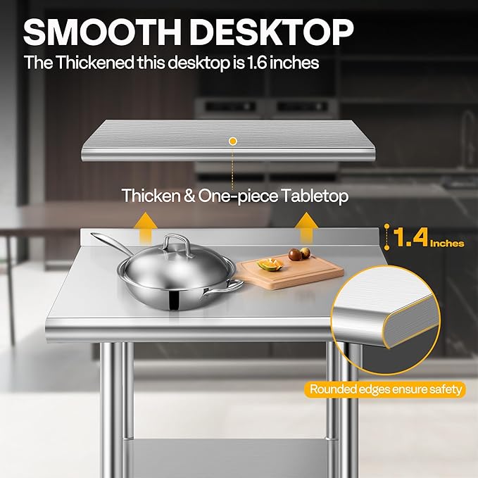 VIVOHOME 24 x 30 Inch Stainless Steel Work Table with Backsplash, Prep Commercial Table with Wheels for Restaurant, Hotel, Home and Warehouse
