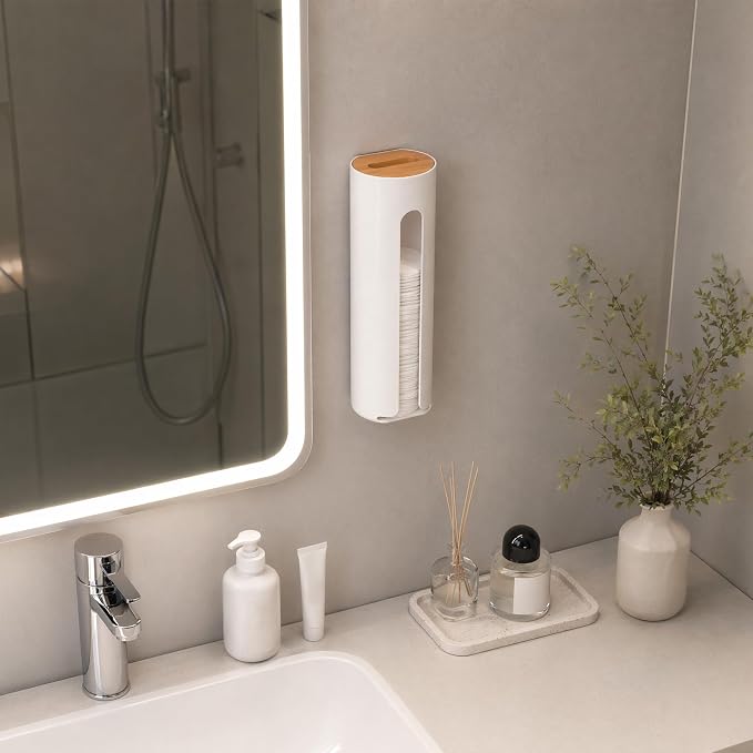 Cotton Pad Holder, Wall Mounted Cotton Round Dispenser, Makeup Pad Containers - Image 8