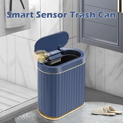 ELPHECO 2 Gallon Sensor Trash Can, Automatic Lid, Midnight Blue Gold | IPX5 - Image 3