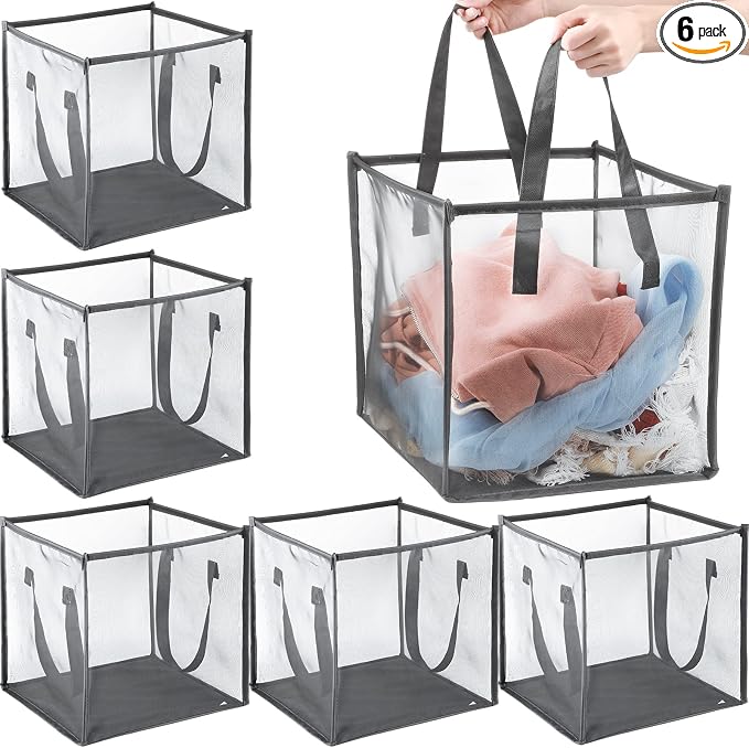 Zopeal 6 Pack Collapsible Mesh Laundry Basket, Single-layer | 13 Inch Square by Zopeal
