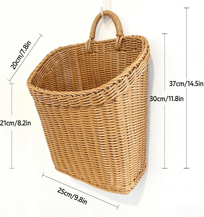 Hanging Basket for Wall Hanging Wicker Wall Baskets for Storage, Space-Saving - Image 2