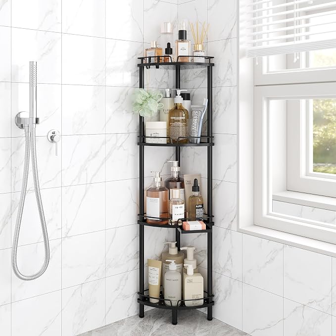 ELYKEN Corner Shower Caddy Standing, 4 Tier Metal Shower Organizer by ELYKEN