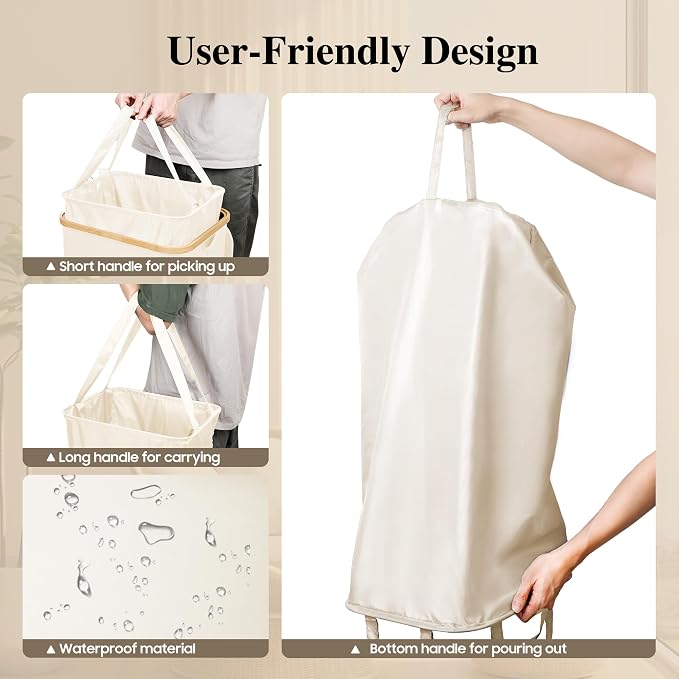 Foluck Large Laundry Hamper, 75L Waterproof Laundry Basket - Image 5