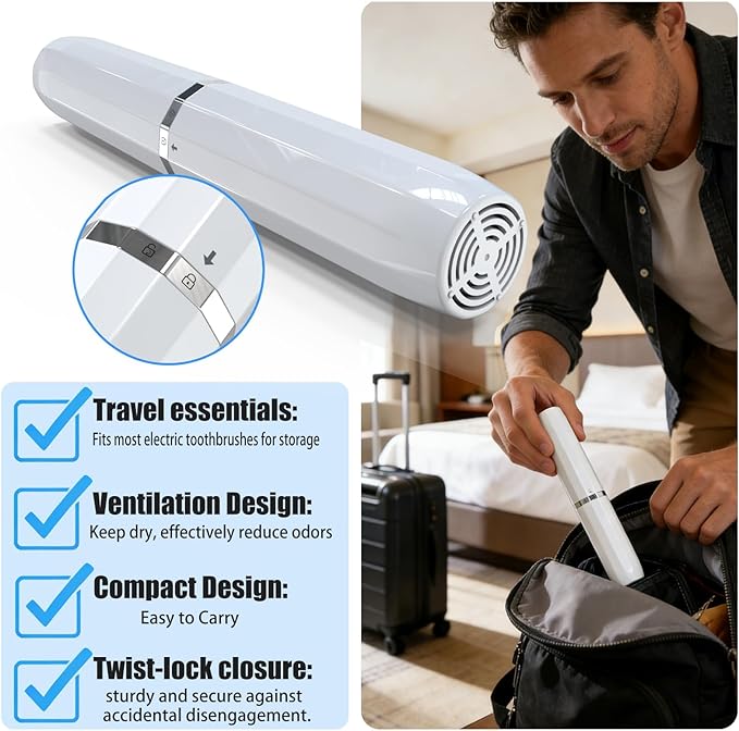Long Ventilated Electric Toothbrush Travel Case, Portable Holder, Fits Most - Image 3