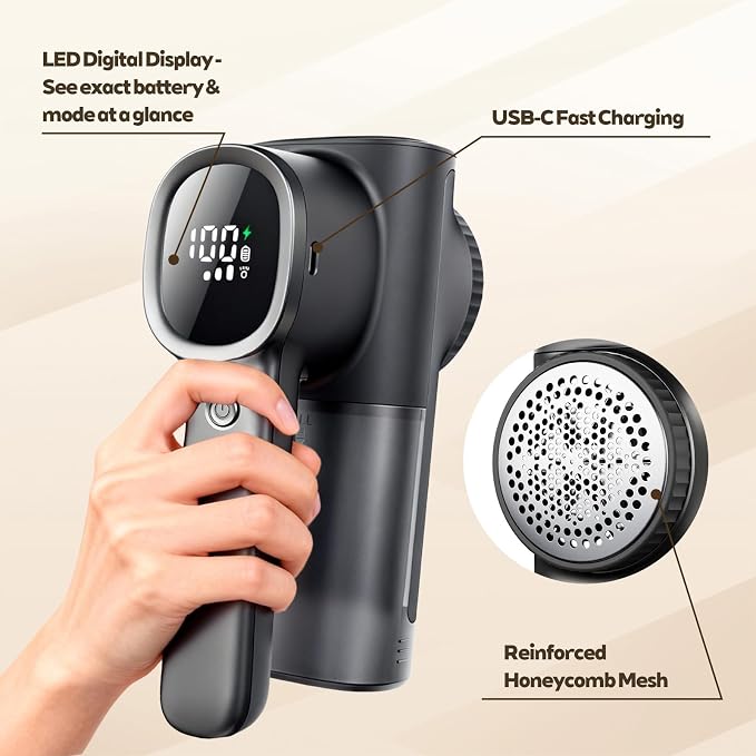 Rechargeable Fabric Shaver & Lint Remover, Electric Sweater Defuzzer - Image 5