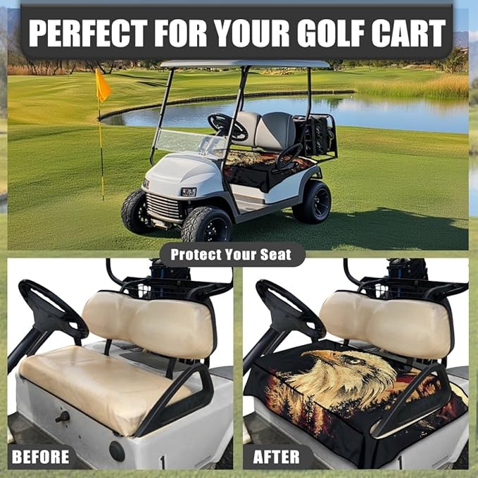 Golf Cart Seat Cushion Cover with Durable Waterproof Layer and Non-Slip Backing, Designed for Daily Use on Golf and Utility Carts