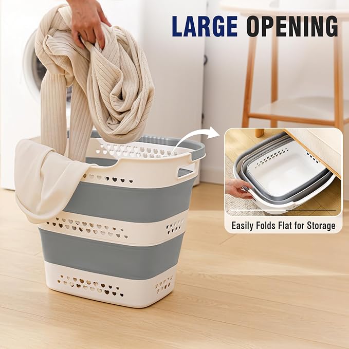 Collapsible Plastic Laundry Basket Hamper - Image 2