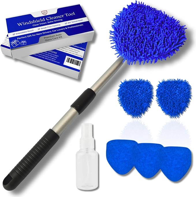 Windshield Cleaner Tool for Inside Car Windows, 6 Microfiber Pads | 6 reusable by Unknown
