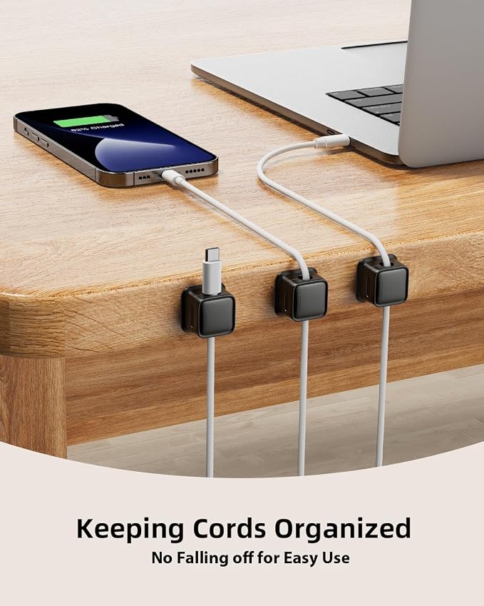 18 Pack Cord Organizer, Magnetic Cable Clips, Under Desk Management, Strong - Image 2