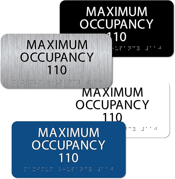 ALPHA DOG ADA SIGNS Custom Maximum Occupancy Sign 4x8 Inch - Personalized Room Capacity Limit Sign with Grade 2 Braille - ADA Compliant Business Signage - Made in USA - Black