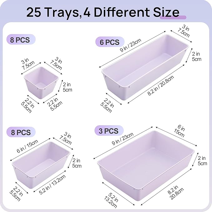 Vtopmart 25 Pack Plastic Drawer Organizers - Image 2