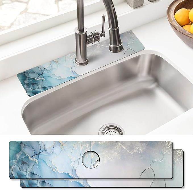 Sink Faucet Absorbing Mat, 2 Pack Drying Mat Around Faucet Sink Splash Guard by BathtubMat