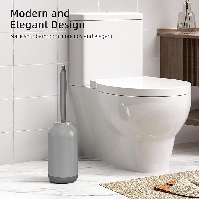 HAMITOR Toilet Bowl Brush Holder Set, Dead Corner S-Shaped Bristle Scrubber | - Image 6