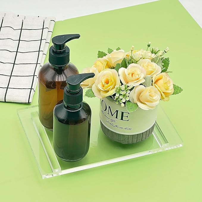 Acrylic Soap Tray, Soap Pedestal Stand Sink Tray, Soap Bottle Riser Stand for Kitchen Bathroom, Clear