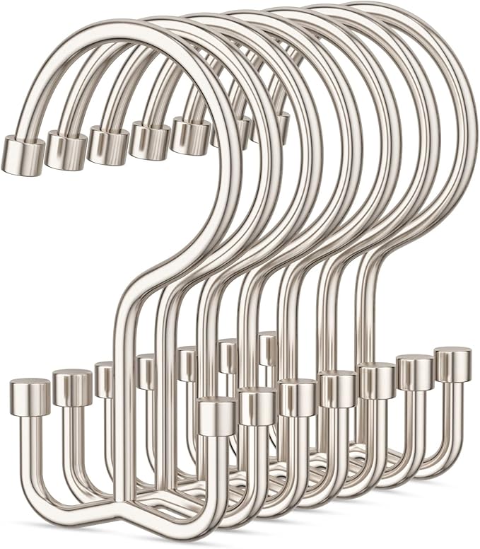 Shower Curtain Hooks, Shower Curtain Rings, Metal Shower Curtain Hangers Rust by Goowin