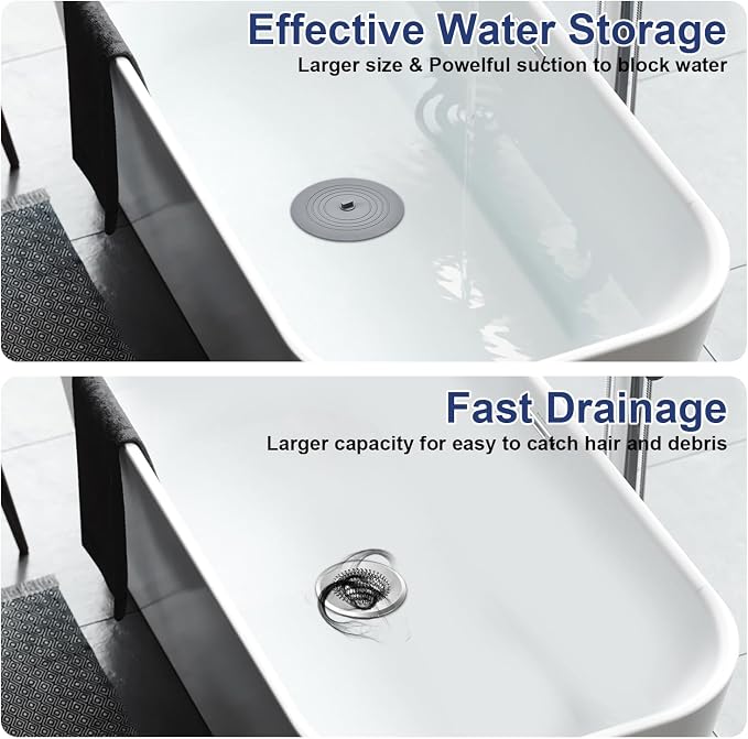 Shower Drain Cover Bathtub Stopper, 4.4" Hair Catcher - Image 2