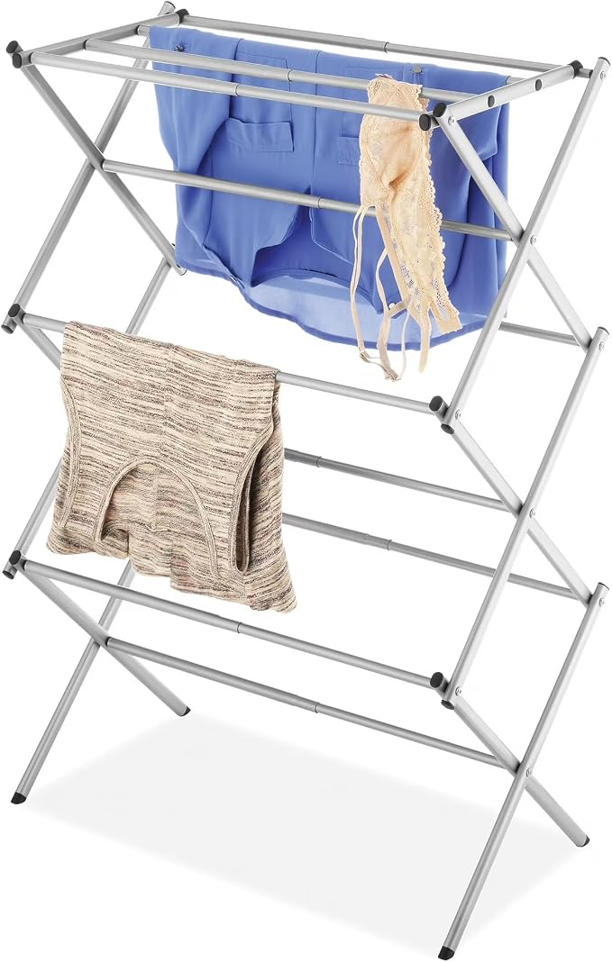 Expandable Drying Rack with 11 Bars & Top Shelf, Heavy Duty Steel Accordion - Image 5