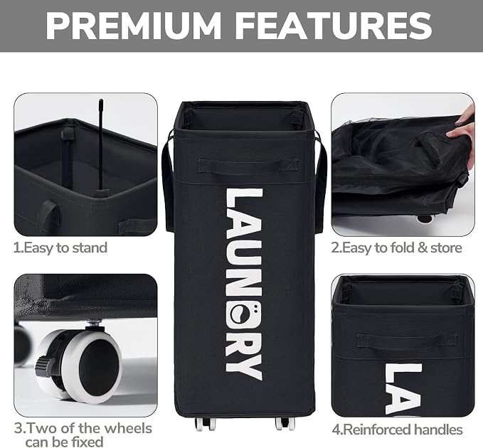 Goodpick 75L Roling Dirty Clothes Hamper - Image 4