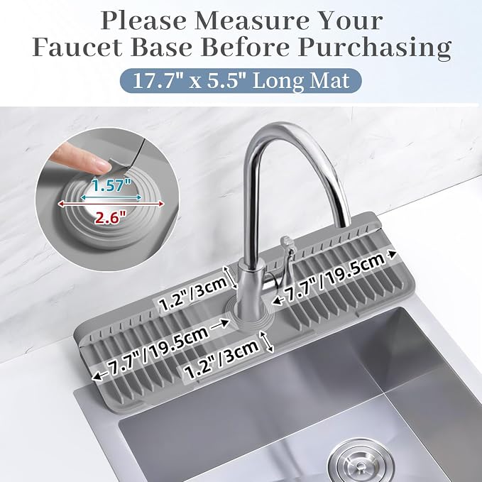 PoYang 17.7 Inch Faucet Mat for Kitchen Sink Splash Guard, Snap Button Holds It - Image 3