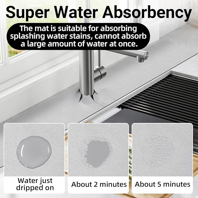 LOPNUR Cuttable Faucet Mat for Kitchen Sink, Long 29x5.5 Inch, Dark Grey | - Image 2