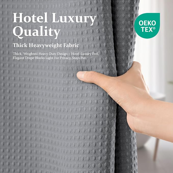 Dynamene Stall Waffle Shower Curtain 256 GSM Heavy Fabric 60x72 Grey/Gray - Image 6