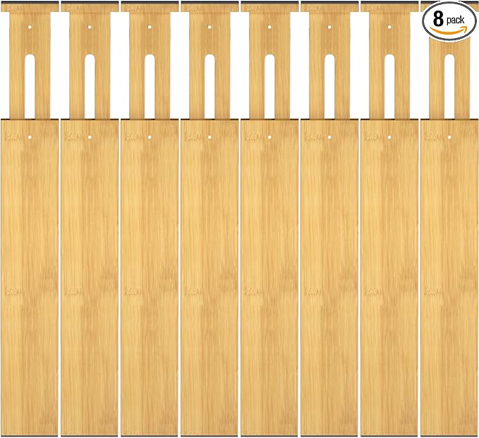 Bamboo Drawer Dividers, Adjustable Drawer Organizers, Fits 17.6–21" Drawers | by Ryqtop