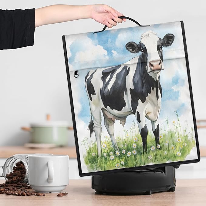 Kitchen Aid Mixer Cover Flower Animal Cow Stand Mixer Cover Compatible with 6-8 Quarts Stand Mixers, Dust Covers with Zipper Pocket Foldable Washable Kitchen Aid Organizer Bag