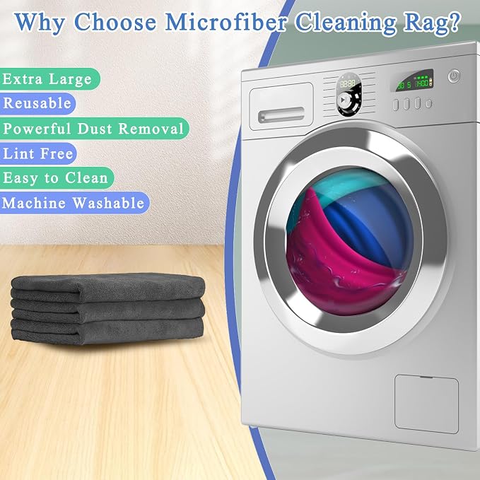 9 Pcs Extra Large Microfiber Cleaning Cloth, Microfiber Towels - Image 4