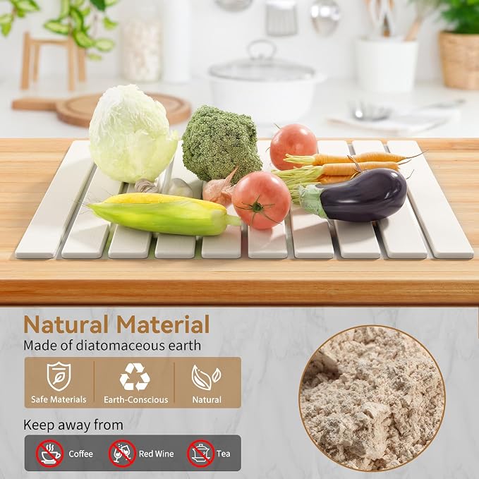 Foldable Stone Dish Drying Mat, 23.6"x15.3" Quick Dry Kitchen Board | Made of - Image 5