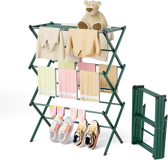 BAKON Foldable Space Saving Clothes Drying Rack, Extendable Rustproof Laundry by BAKON