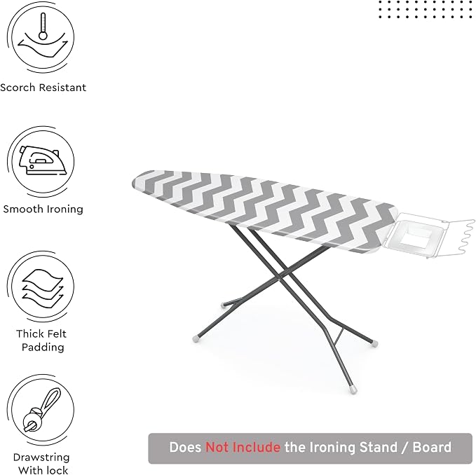 Encasa XO Ironing Board Cover and Pad, Thick Felt 54"x15" - Image 3