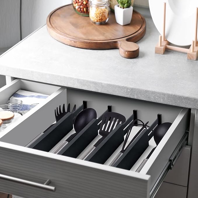 4 Pack Bamboo Drawer Dividers 2.6" High, Adjustable from 12 Inch to 17 Inch | - Image 4