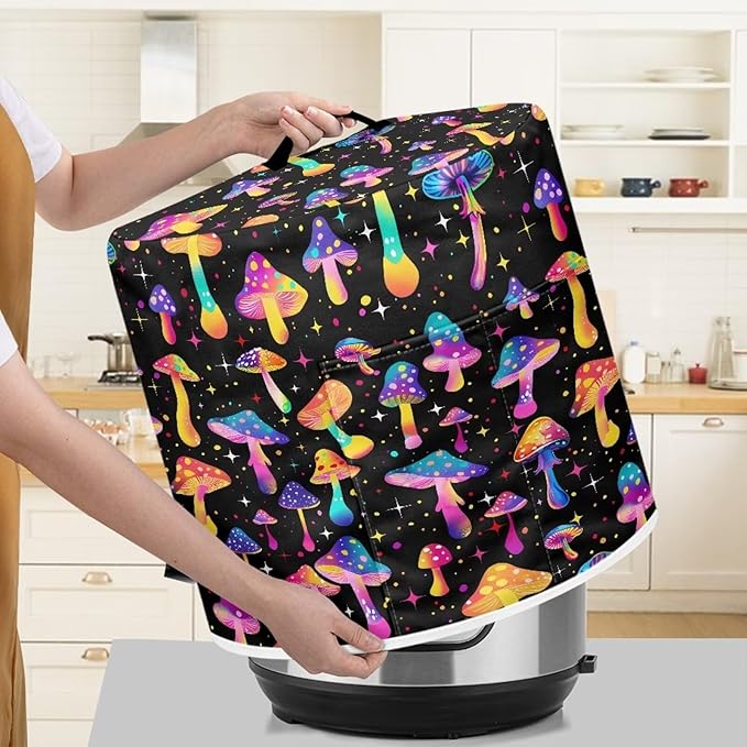 Colorful Mushrooms Dust Cover Instant Pot Heavy Duty Waterproof Dust Pressure Cooker Cover Case for Instant Pot Pressure Cooker Instant Pot Appliance Covers Pressure Cooker Size M
