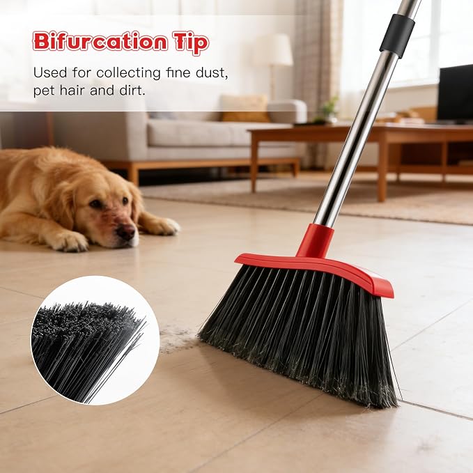 Broom and Step-on Dustpan Set, 59-in Adjustable Long Handle Broom - Image 4