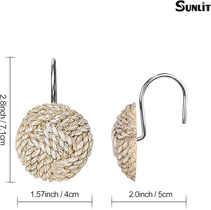 Sunlit Boho Knots Shower Curtain Hooks, Home Decorative Shower Curtain Rings - Image 4