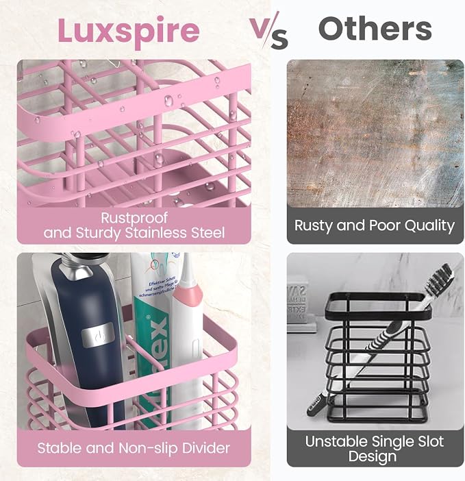 Luxspire Toothbrush Holders for Bathroom, Stainless Steel, 2 Slots, Toothbrush - Image 4