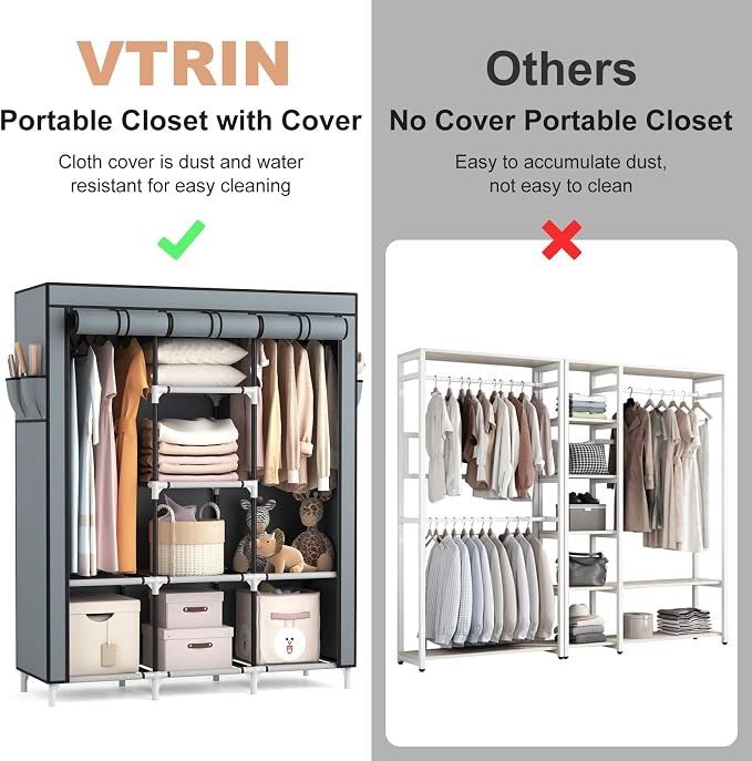 VTRIN Portable Closet Wardrobe for Hanging Clothes - Image 6