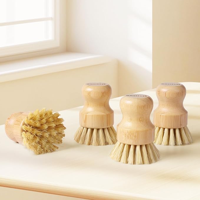 4 Pack Bamboo Dish Brush with Sisal Bristles - Image 7