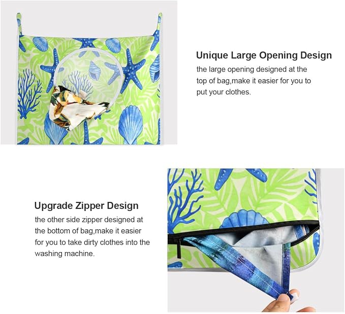 2PCS Hanging Laundry Hamper Bag Over the Door Laundry Hamper Wall Hamper Large - Image 4