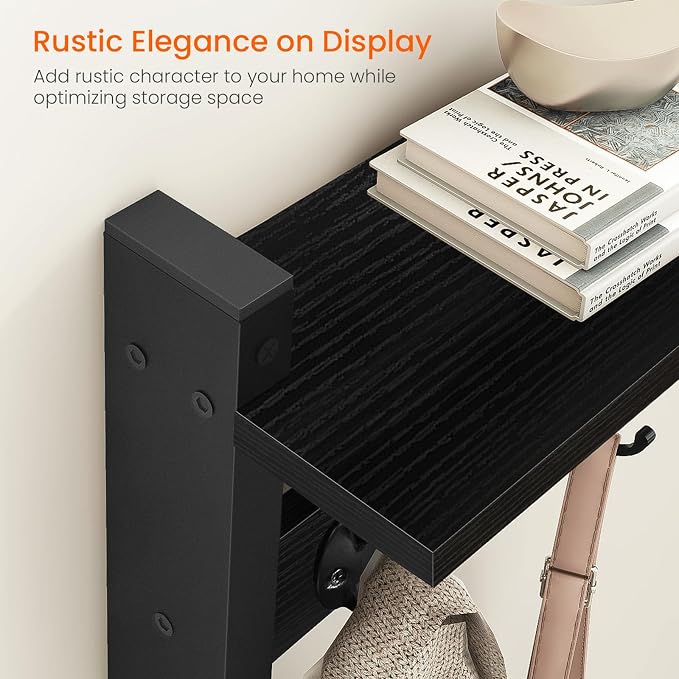 Coat Rack Wall Mount with Shelf, Wooden Coat Hanger - Image 5