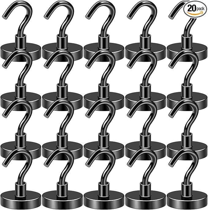 DIYMAG Magnetic Hooks 20pcs 85lbs Cruise Essentials 2026 Magnet Hook Black by DIYMAG