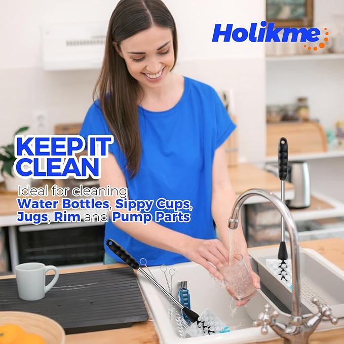 Holikme 6 Pack Bottle Brush Set, 3 Straw Brushes, 4-in-1 Bottle Cleaning Brush - Image 7