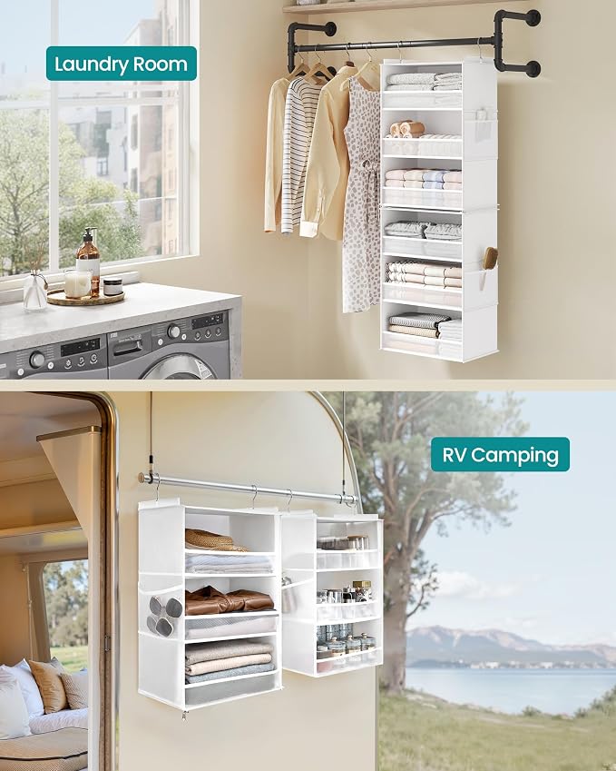 SONGMICS Widended Hanging Closet Organizer and Storage, Separable | Foldable - Image 6