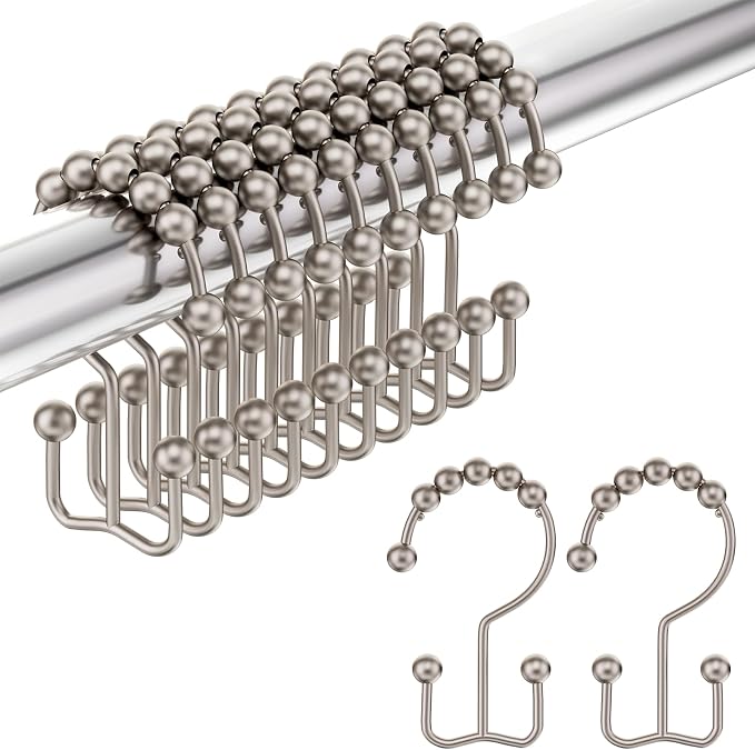 Shower Curtain Hooks Rings, Stainless Steel Shower Curtain Rings, Matte Nickel by Amazer
