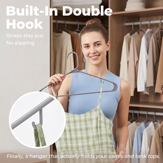 HOUSE DAY Grey Plastic Hangers 60 Pack, Slim Space-Saving Clothes Hangers | - Image 4