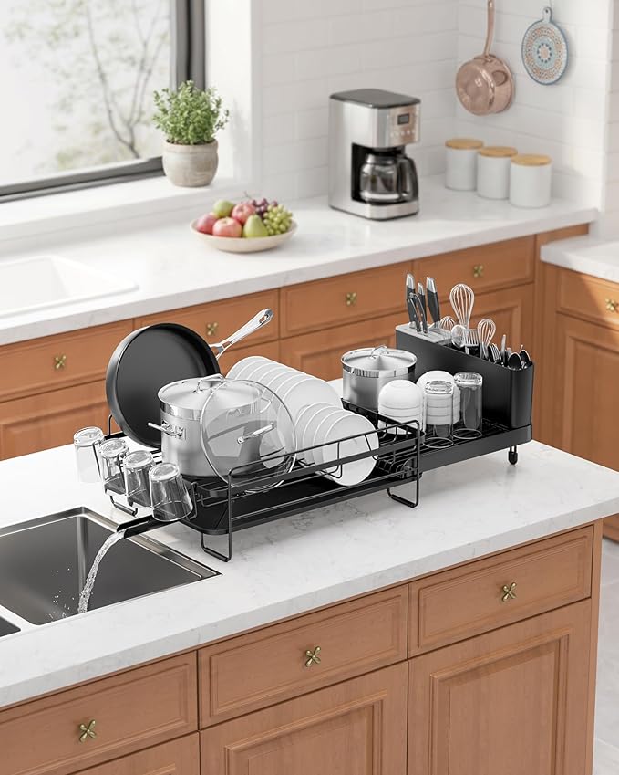 Kitsure Extendable Dish Drying Rack, 19.2"-26.7" L x 12.9" W, Anti-Rust Dish - Image 3