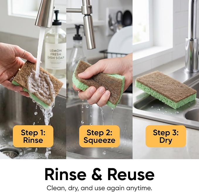 Superio Non-Scratch Cellulose Sponge Scrub Heavy Duty Kitchen Sponges Scrubbers - Image 9